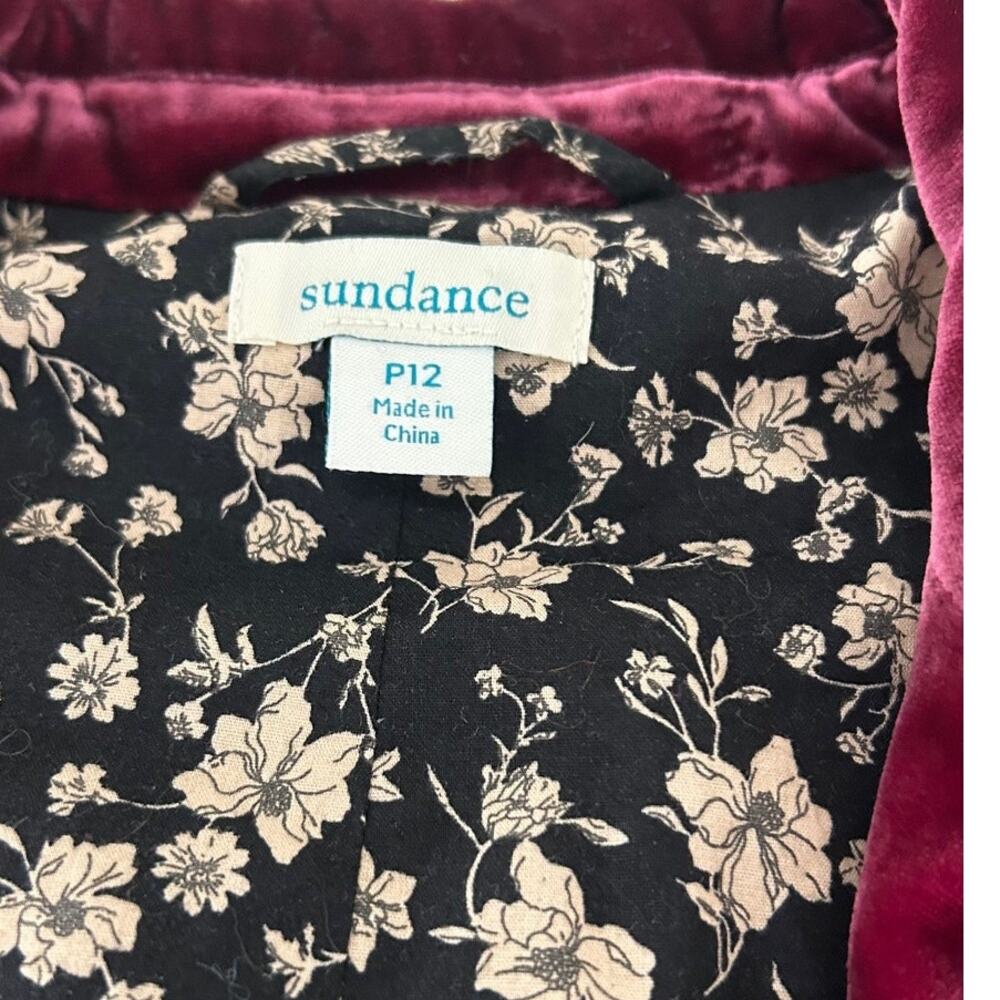 Sundance Velvet Blazer Womens 12P Burgundy Wine Boho Holiday Western Jacket - Picture 8 of 10